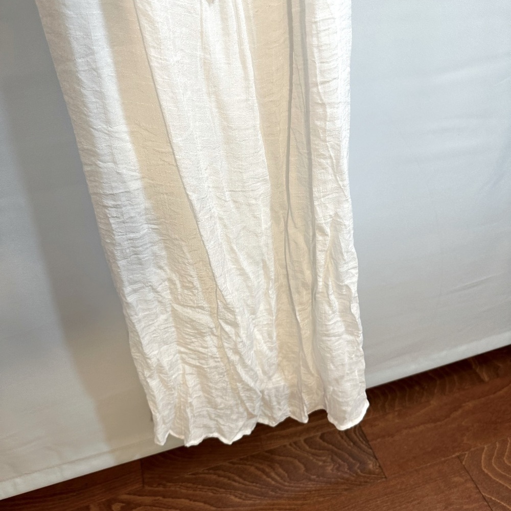 Mille Gabrielle Off The Shoulder Lace Trim Maxi White Dress Belt Lined Size L - Picture 10 of 13